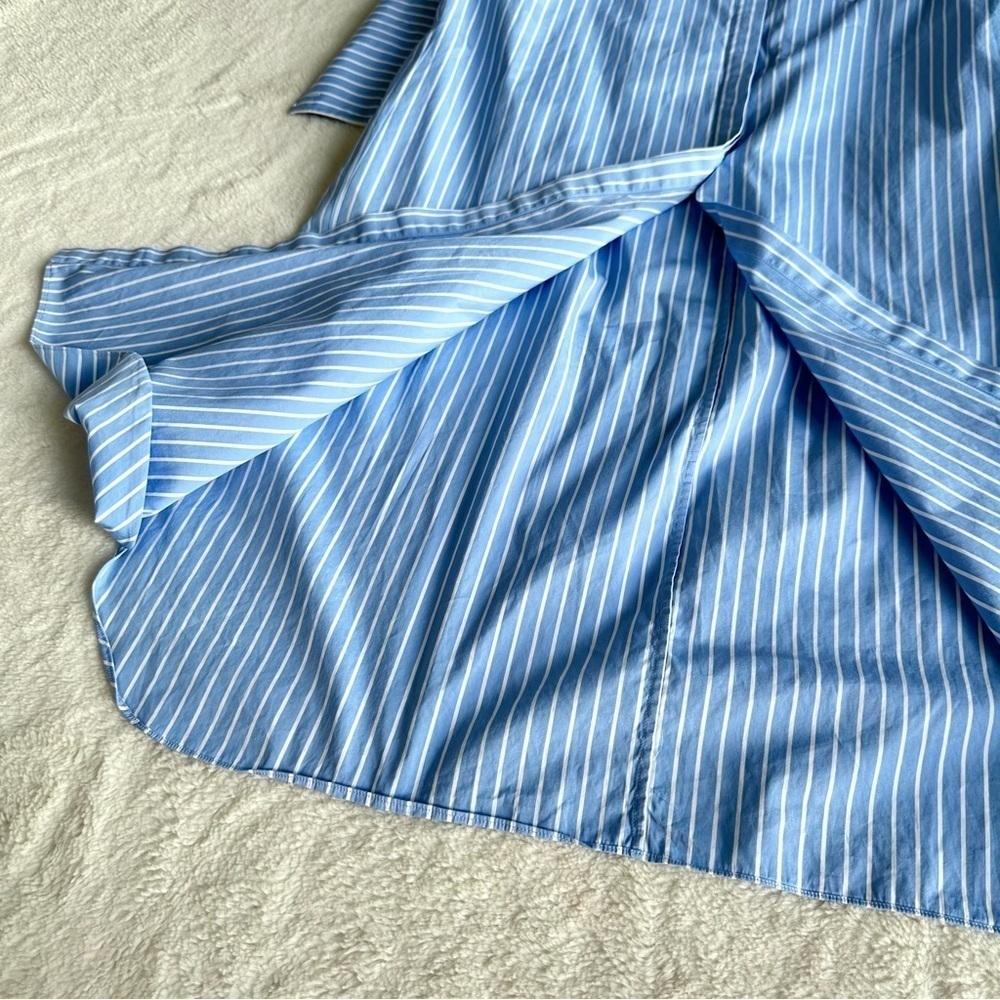 Another Tomorrow Cotton Stripped Blue White Belted Shirt Dress IT 40 US S (4) - Picture 10 of 14